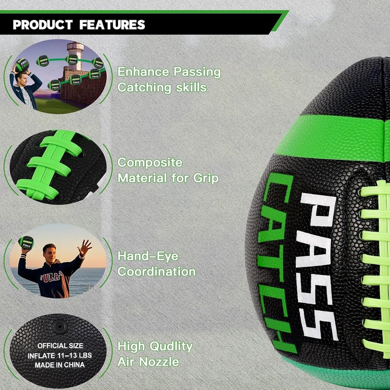 AXGUIQ PassCatch Training Football, Composite Fatherless Bounce Back Youth Football, Training Improving Enhance Solo Passing Catching Skills (Deflated) - Image 4